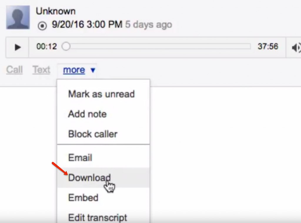 Google Voice Call Recording Download File