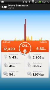 Tracking daily steps with Jawbone Up Fitness Bracelet