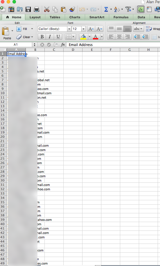 Import emails to Aweber from a CSV spreadsheet file